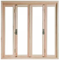 Janela de Madeira Pantográfica 100x150cm Com Caixilho 9,4cm  EWK 386 Rondosul Marroml