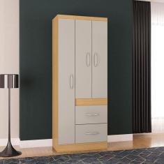 Guarda Roupa Solteiro Ambiente Milão 3 Portas Damasco Off White – Poquema