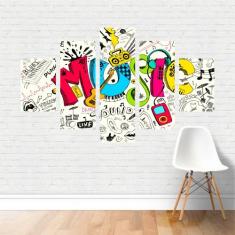 Quadro Música Frase Instrumentos Palavras Music em Canvas - Plinplin