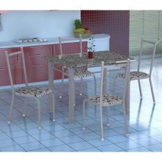 Conjunto de Mesa Gênova Com 4 Cadeiras Lisboa Branco Prata E Branco Fl