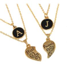Colar Duplo Best Friends Amizade Amigas Inicial Folheado 18k