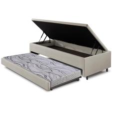Bicama Box com Baú Solteiro Courino Linho Areia 88x188 com Colchão Auxiliar Ecoflex