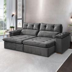 Sofá Retrátil E Reclinável 2 Lugares 200cm Vancouver Cinza