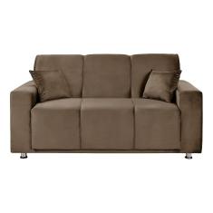 Sofá 3 Lugares Tokyo Veludo Marrom Shop Das Cabeceiras Marrom