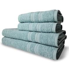 Jogo De Toalhas Itália Soft 4 Pçs - 2 Banho E 2 Rosto 430g/m² 100% Algodão Verde Claro
