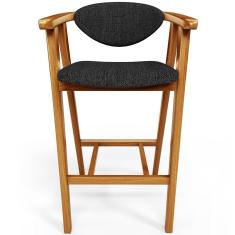 Banqueta Alta Para Cozinha Bancada Bar Sala De Jantar Fixa Cecília L02 Linho Chumbo