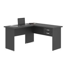 Mesa Em L Com Gaveteiro Carper Preto Onix