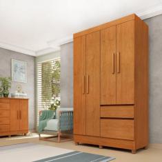 Guarda Roupa Infantil 4 Portas 2 Gavetas com pés 108cm Oregon - Tcil M