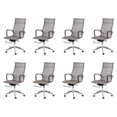 Kit 8 Cadeiras Para Escritório Presidente Esteirinha Com Relax Corino 3303 Or Design Cobre