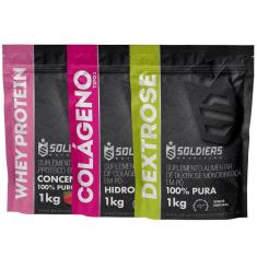 Kit: Whey Protein Concentrado 1Kg + Colágeno 1Kg + Dextrose 1Kg - 100% Importado - Soldiers Nutritio-Unissex