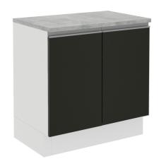 Balcão Madesa Glamy 80 cm 2 Portas - Branco/Preto