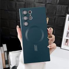Capa magnética de silicone para celular, para samsung s20 s21 fe s22 s23 ultra note 20 10 plus, à prova de choque, proteção de câmera, verde, para note 10