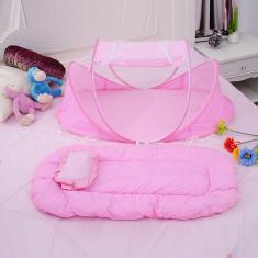 Berço Bebê Portátil Tenda Mosquiteiro Cama 3 Peças Menino e Menina