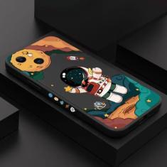 Capa de telefone de astronauta do espaço bonito dos desenhos animados para iPhone 15 Capas para iPhone 14 13 12 11 Pro Max XR XS X 7 8 15 Plus Capa de silicone fosca, 1, para iPhone 11