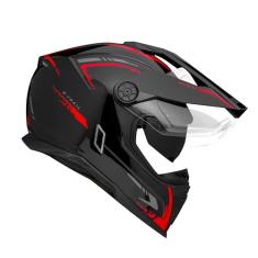 Capacete Moto Bieffe B-trail Authentic Preto Vermelho Com Óculos Interno (58)