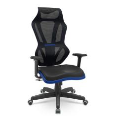 Cadeira Gamer Vizion Dz Sincron Plaxmetal Preto/Azul
