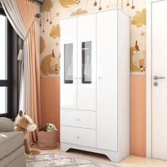 Guarda Roupa Infantil Com Janela 3 Portas 2 Gavetas Ben Peroba