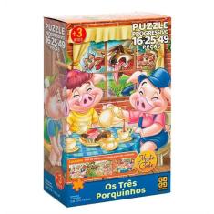 Quebra Cabeça Puzzle Progressivo Monte Conte Três Porquinhos