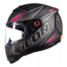 Capacete Peels Icon 23 Fast Preto Fosco Rosa Moto Track Day, 62