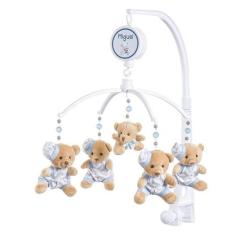 Móbile para berço musical e giratório Urso Chevron com Azul - Sleepbab