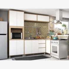 Cozinha Modulada de Canto 5 Peças com Armário Balcões e Paneleiro Mel 