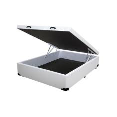 Cama Box Baú Viúva King Design Sintético Branco 128x188x41