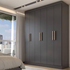 Guarda-Roupa Casal Valparaíso  6 Portas 2 Gavetas Preto - Panorama Móveis