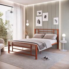 Cama de Casal em Ferro Emy Design Mais Moderno Cobre