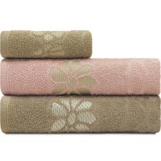 Jogo De Toalhas 3 Peças Banho + Rosto Marcotex 100% Algodão Petala - E