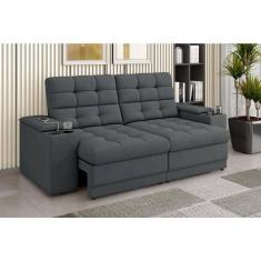 Sofá Confort Premium 1,70m Assento Retrátil/reclinável Porta Copos E Usb Suede Cinza - Xflex Sofas
