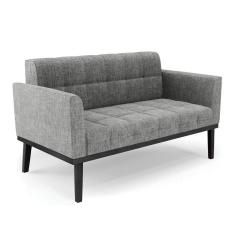 Sofá Namoradeira 2 Lugares Base De Madeira Preto Elisa Linho D03 - D'rossi Cor A26 Grafite