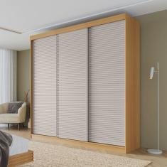 Guarda-roupa Casal 3 Portas de Correr Ripadas Samambaia Cabecasa Madeiramadeira