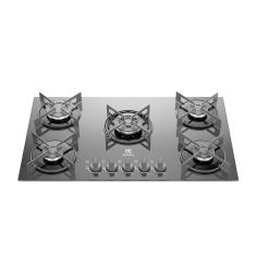 Cooktop 5 Bocas Gás Electrolux Mesa de Vidro Efficient Tripla Chama e Grade Aço Fosco (KE5GT)