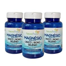 Kit 3 Magnésio Quelato Zinco + Boro + Selênio 60 Cápsulas - NathurePro