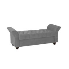 Recamier Divã Morabe P04 195 cm Suede - Amarena Móveis, Cinza TCA 940