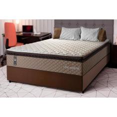 Conjunto Cama Box Espuma Atlanta Bege Casal 138x188x62 - King House