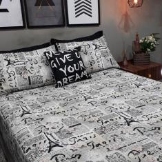 Lençol Com Elástico Solteiro King 4 Un Paris Com Almofada - Casa Da Fa