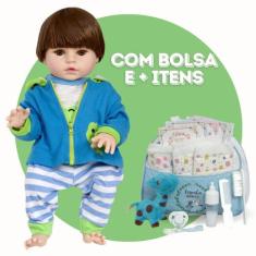Bebê Reborn Menino Realista Original Articulado Corpo de Silicone Com 