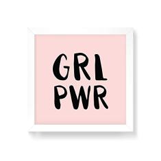 Arte Maníacos Quadro Decorativo Grl Pwr - 30x30cm (Moldura em laca branca)