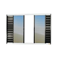 Janela Veneziana Confort 6 Folhas Vidro Reflex 100cm x 200cm Brimak Mix Preto