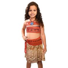 Fantasia Moana Infantil Vestido Oficial Disney com Colar