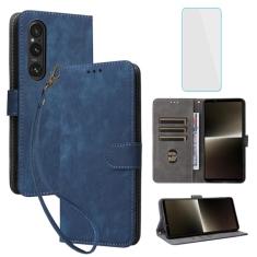 IUQXU Capa carteira para celular Sony Xperia 1 VI com protetor de tela [bloqueio RFID] suporte para cartão flip de couro alça de pulso feminina masculina capa para celular para Sony Xperia 1VI Xperia1
