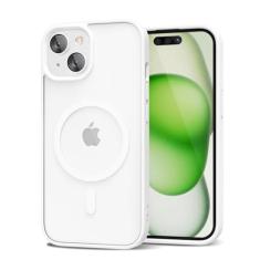 oakxco Capa magnética transparente para iPhone 15, compatível com Magsafe, fina, fina, transparente, não amarela, amortecedor de silicone macio híbrido e capa protetora de plástico rígido para