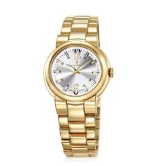 Relógio Jean Vernier Caixa Pulseira Aço 10ATM Vidro Cristal, Dourado+P