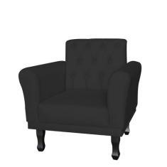 Poltrona Decorativa Classic Pés Luis XV Suede Preto - DS Estofados - E