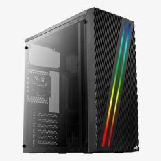 Gabinete Gamer Aerocool STREAK V1 RGB ATX  Preto S/Fan 