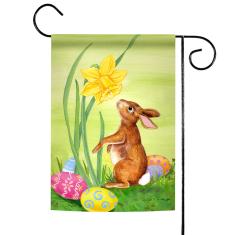 Toland Home Garden Bandeira decorativa de jardim com estampa de coelhinho narciso de 31 x 45 cm