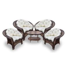 Conjunto de Poltronas Fibra Sintética Cairo - 4 Poltronas + 1 Mesa Cen