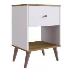 Mesa De Cabeceira 01 Gaveta Re001 Branco Mel Pp Branco Mel