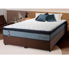 Conjunto Cama Box Espuma Chicago Cinza King 193x203x57